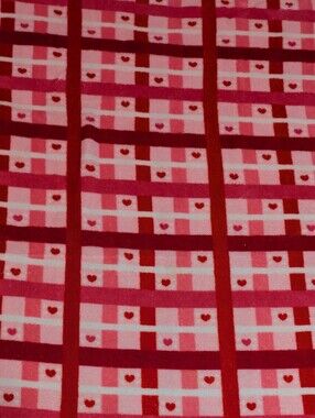 Northpoint Blanket Pink Red White Heart Plaid Fleece Throw Soft Home Bedding